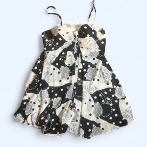 Vintage Black and White Floral Polka Dot top with bottoms